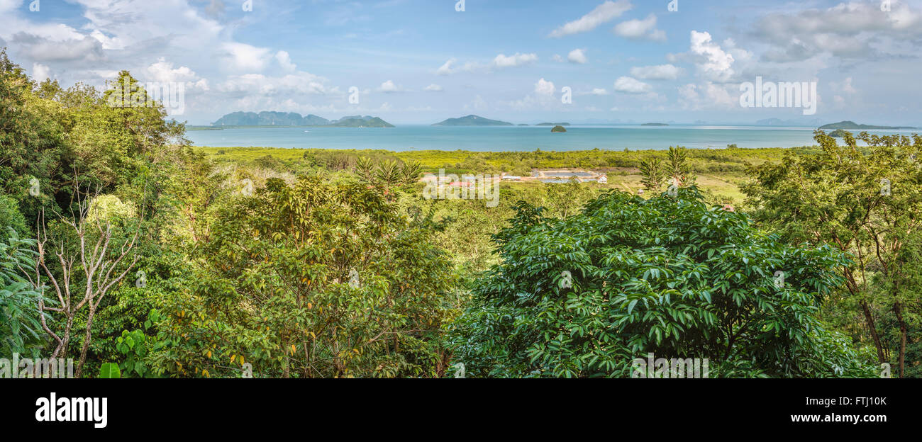 Panorama view from the lookout at Poohry Restaurant at Ko Lanta Island, Krabi, Thailand Stock Photo