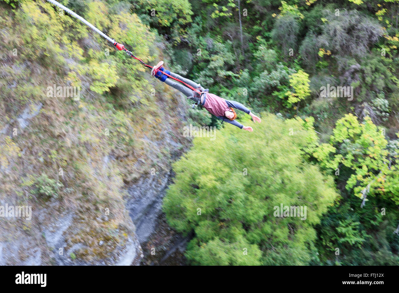 AJ Hackett, Bungy Jump, Kawarau Bridge,Shotover river,Queenstown,Otago,South Island,New Zealand Stock Photo