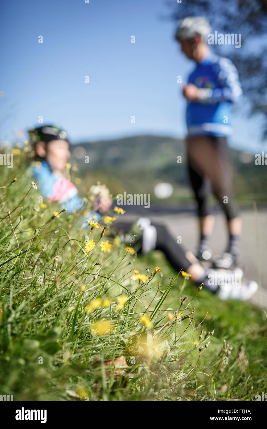 cycling training camp fitness and wellbeing tuscany italy advice and medical testing group of cyclists Stock Photo