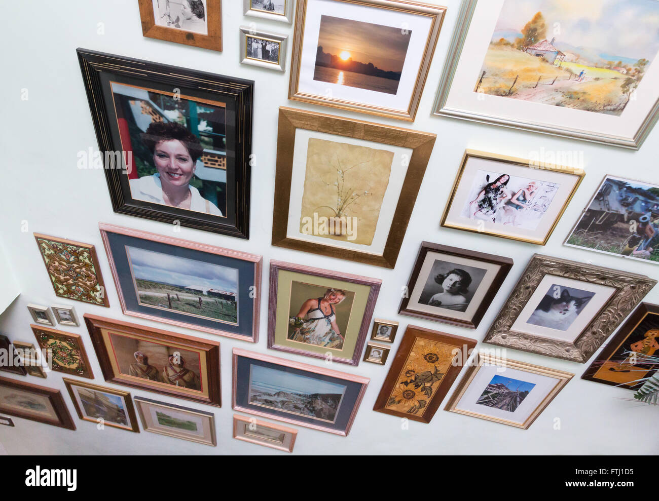 picture and photo frames on wall Stock Photo