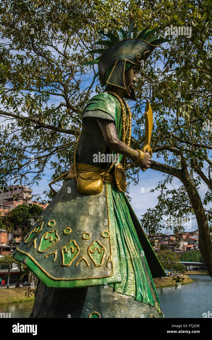 Oxossi Orixá, Candomblé deity statue, Dique do Tororó, Salvador, Bahia, Brazil Stock Photo