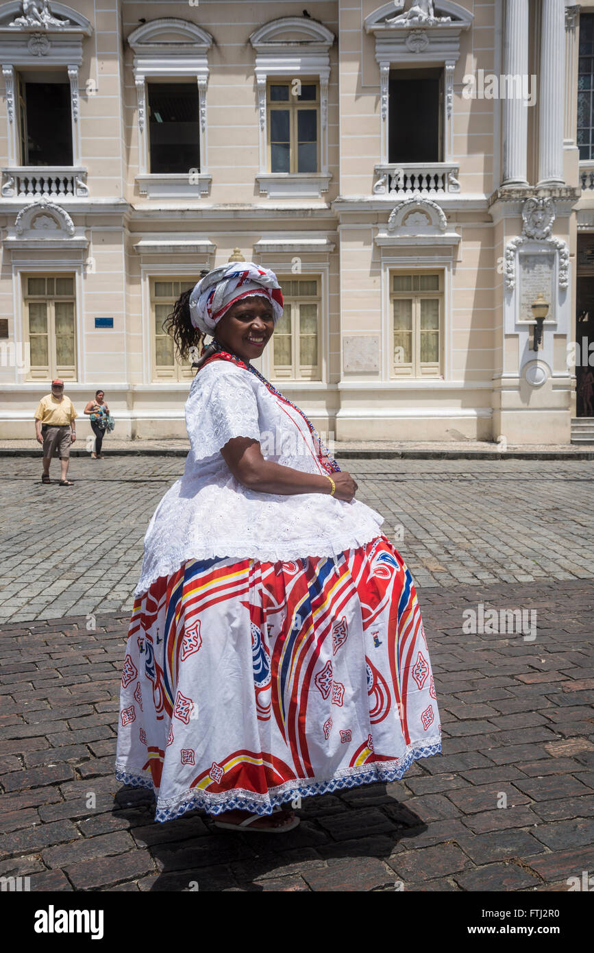 Woman dressed as Baiana, Salvador, Bahia, Brazil Stock Photo