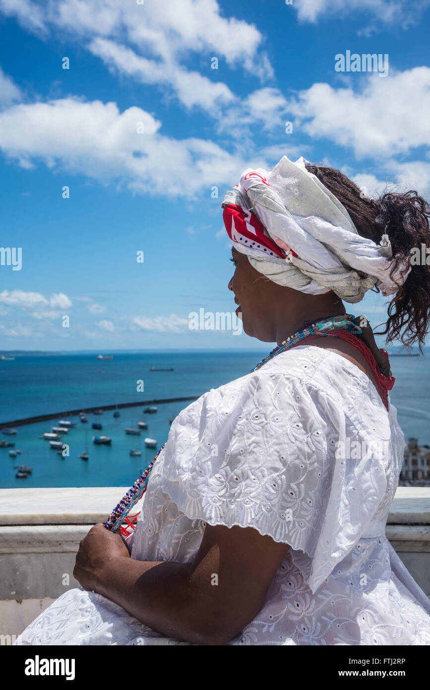 Woman dressed as Baiana, Salvador, Bahia, Brazil Stock Photo