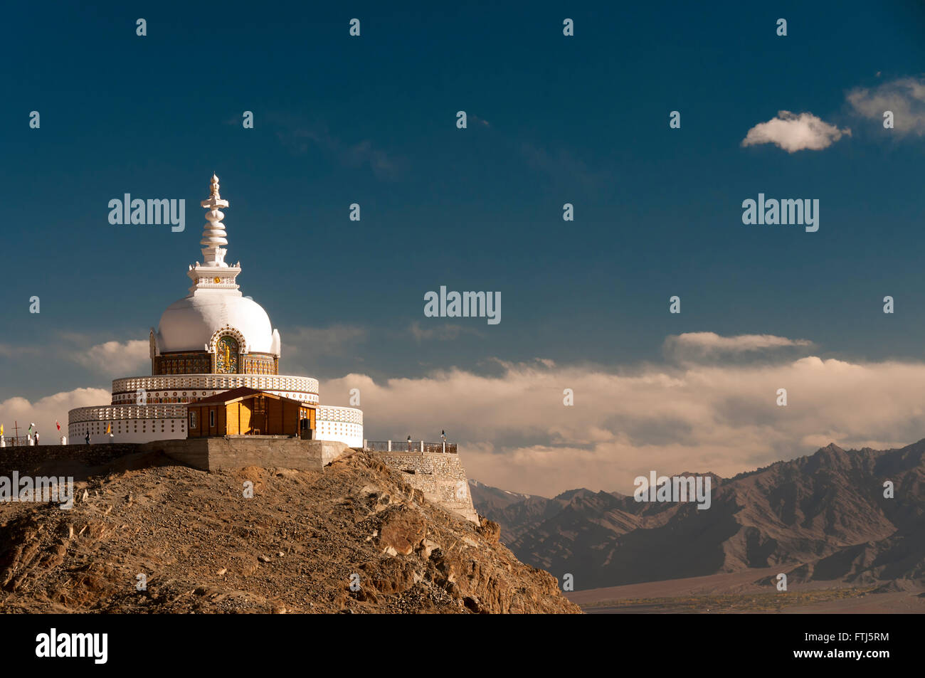 Budhist monument Shanti Stupa in Leh, Ladakh, India Stock Photo