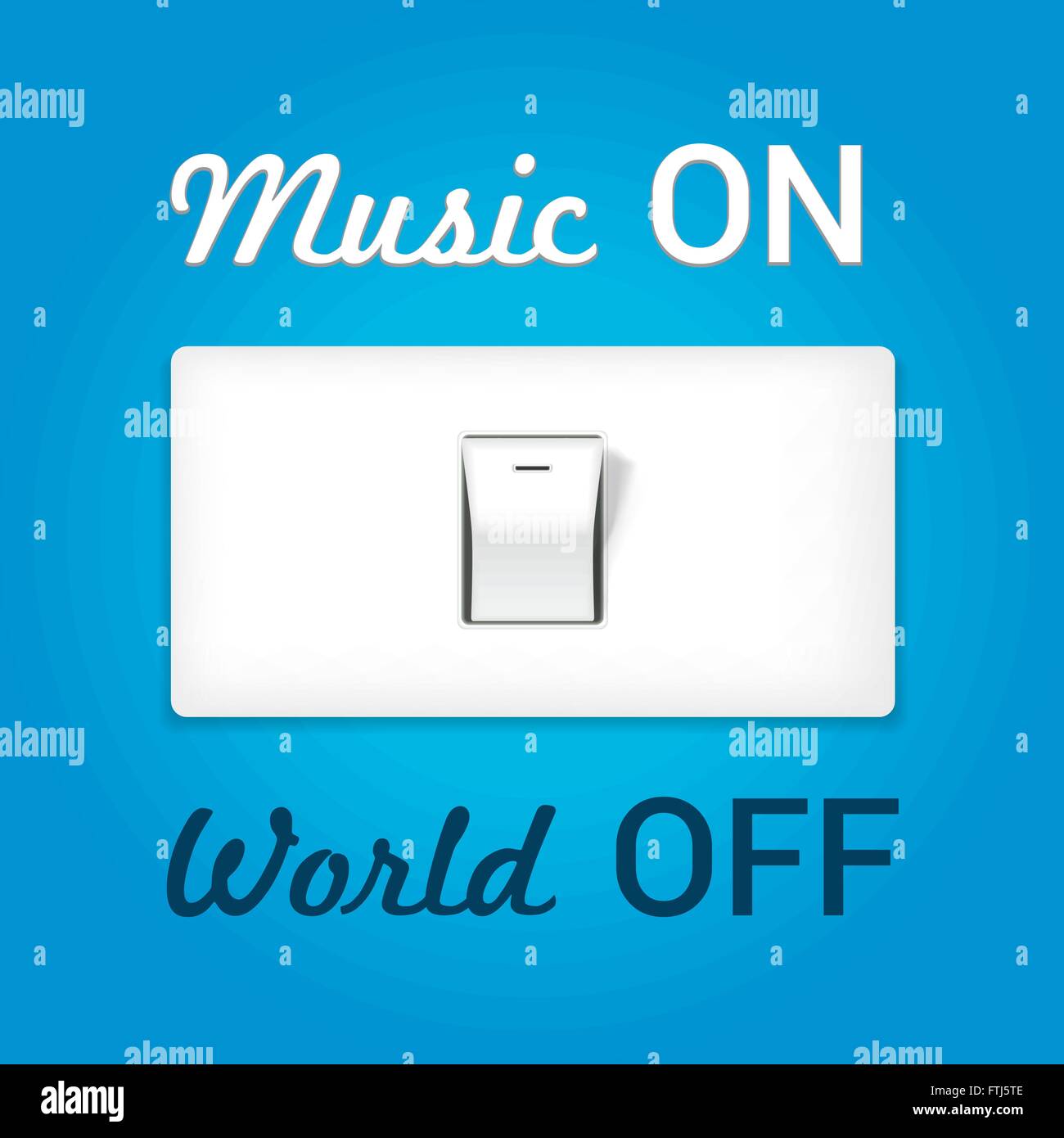 On off switch. Conceptual image with switch on music and world off. Vector Stock Vector