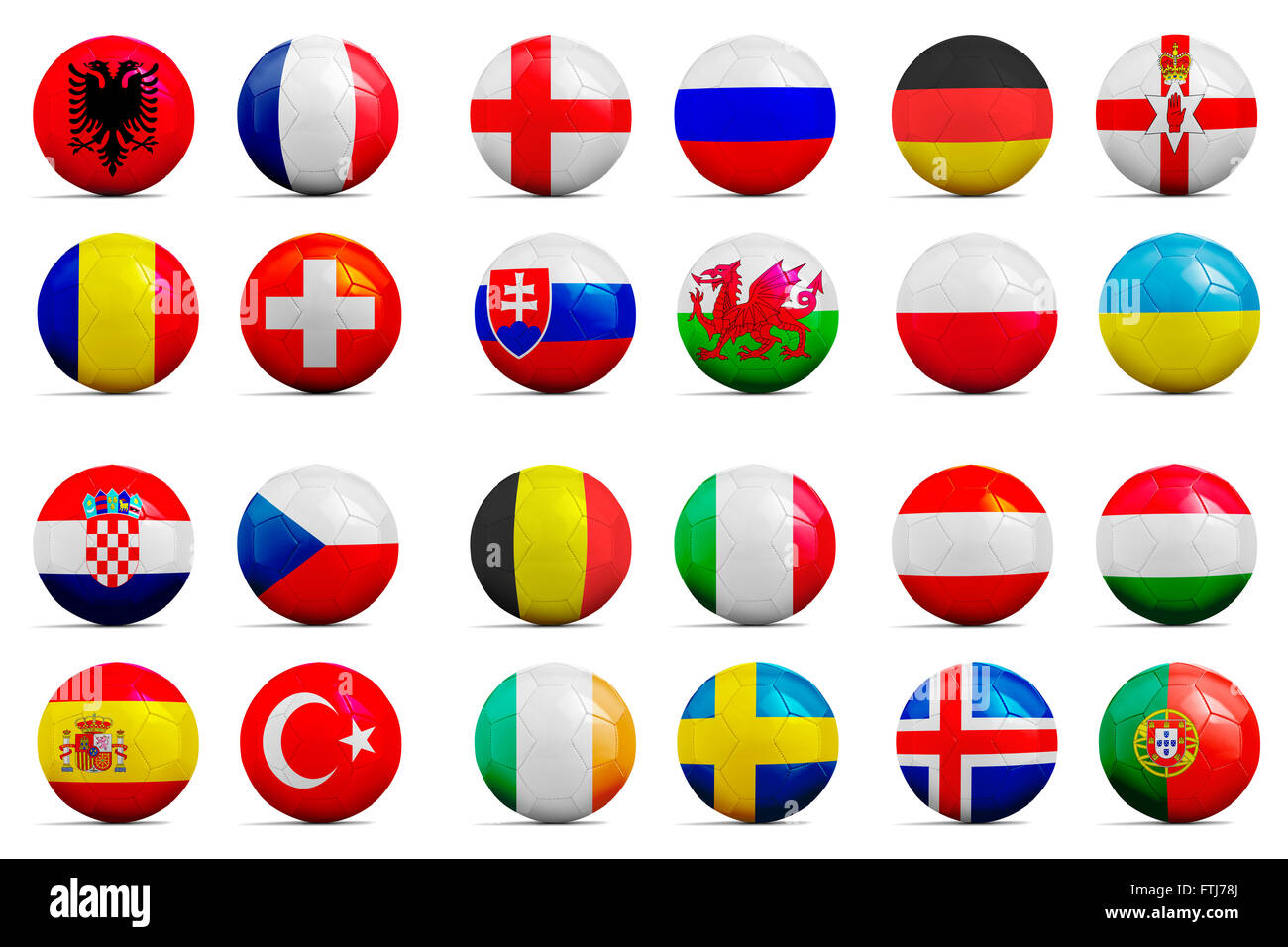 Soccer balls with groups team flags, Football Euro cup 2016. Stock Photo