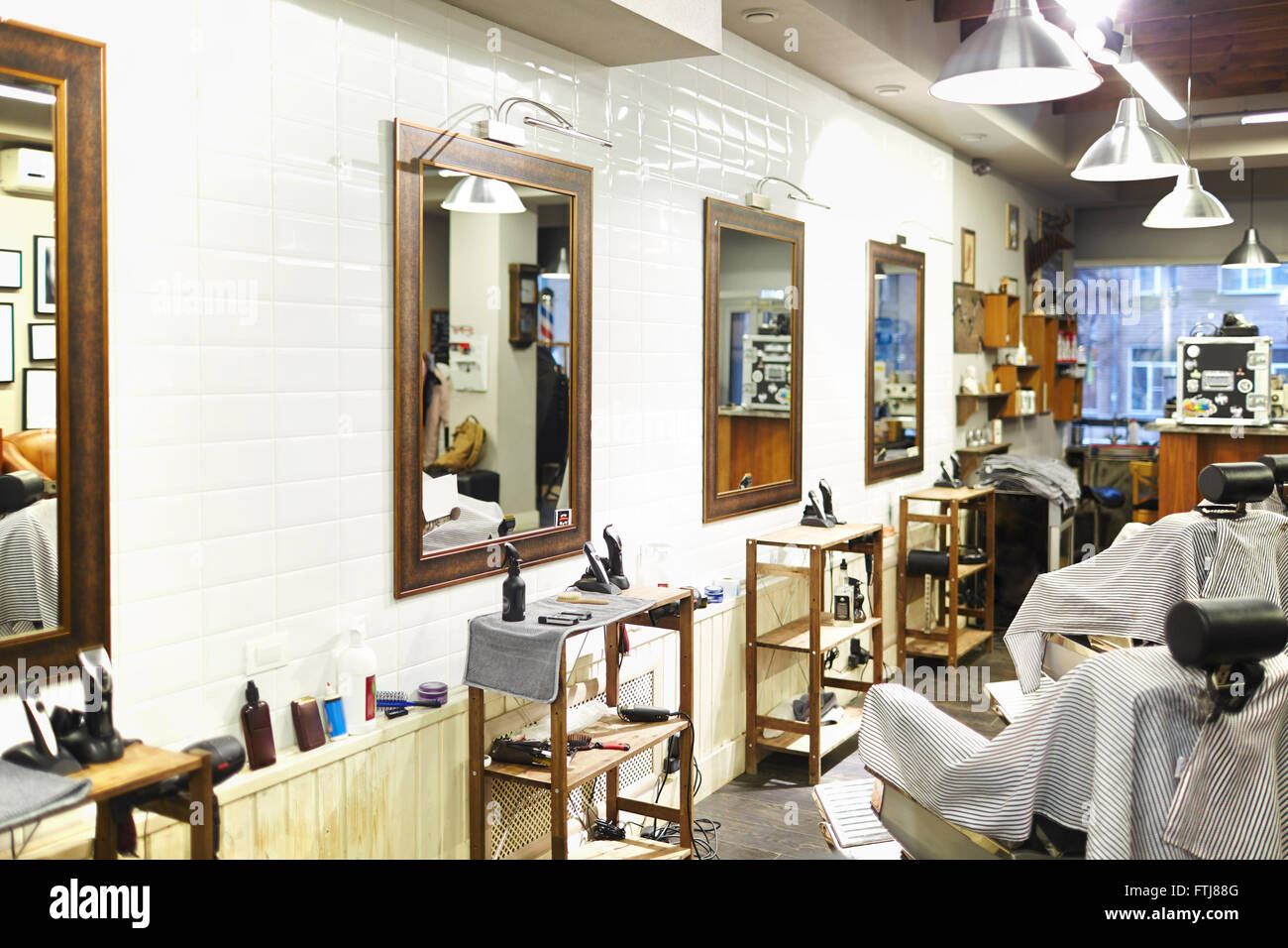 Inside barbershop Stock Photo