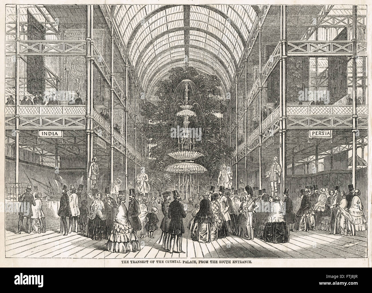 Transept of The Crystal Palace from the South Entrance Great Exhibition of 1851 Stock Photo