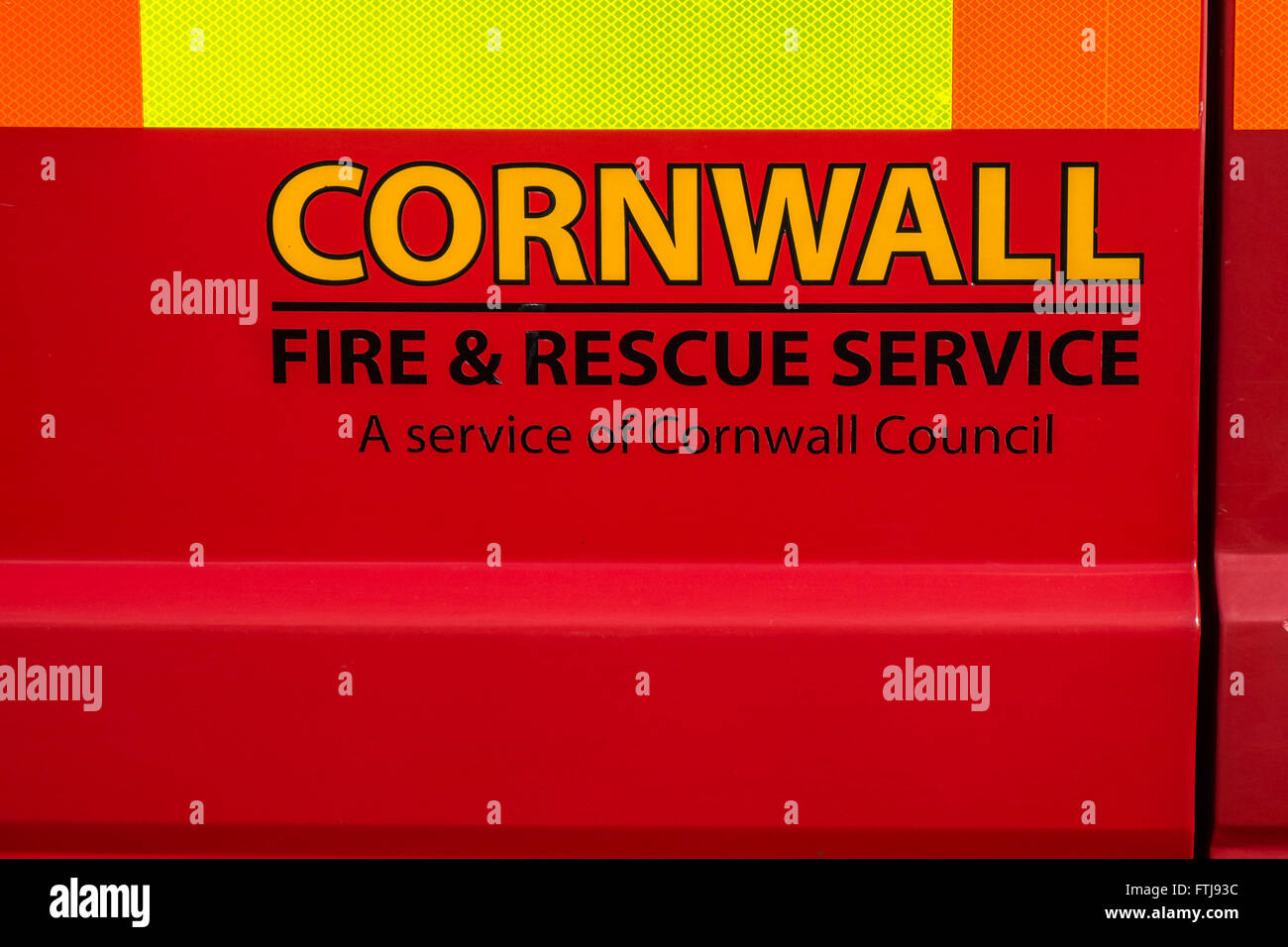 A sign for Cornwall Fire & Rescue Service. Stock Photo