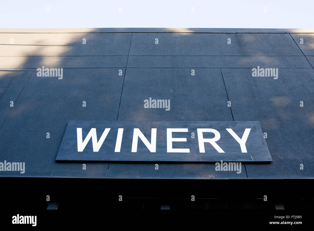 Winery sign at a business that makes wine in Oregon. Stock Photo