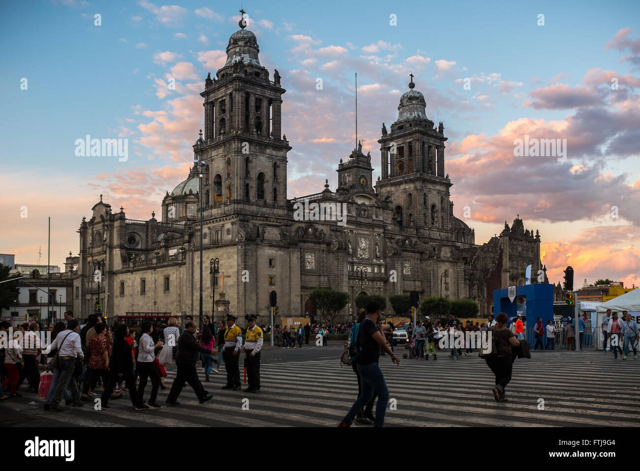 Catedral Metropolitana Mexico CIty and Zocalo Stock Photo