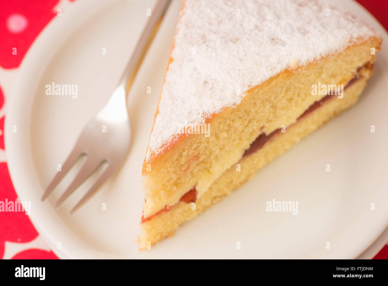 Victoria sponge cake on plate - Afternoon tea Stock Photo