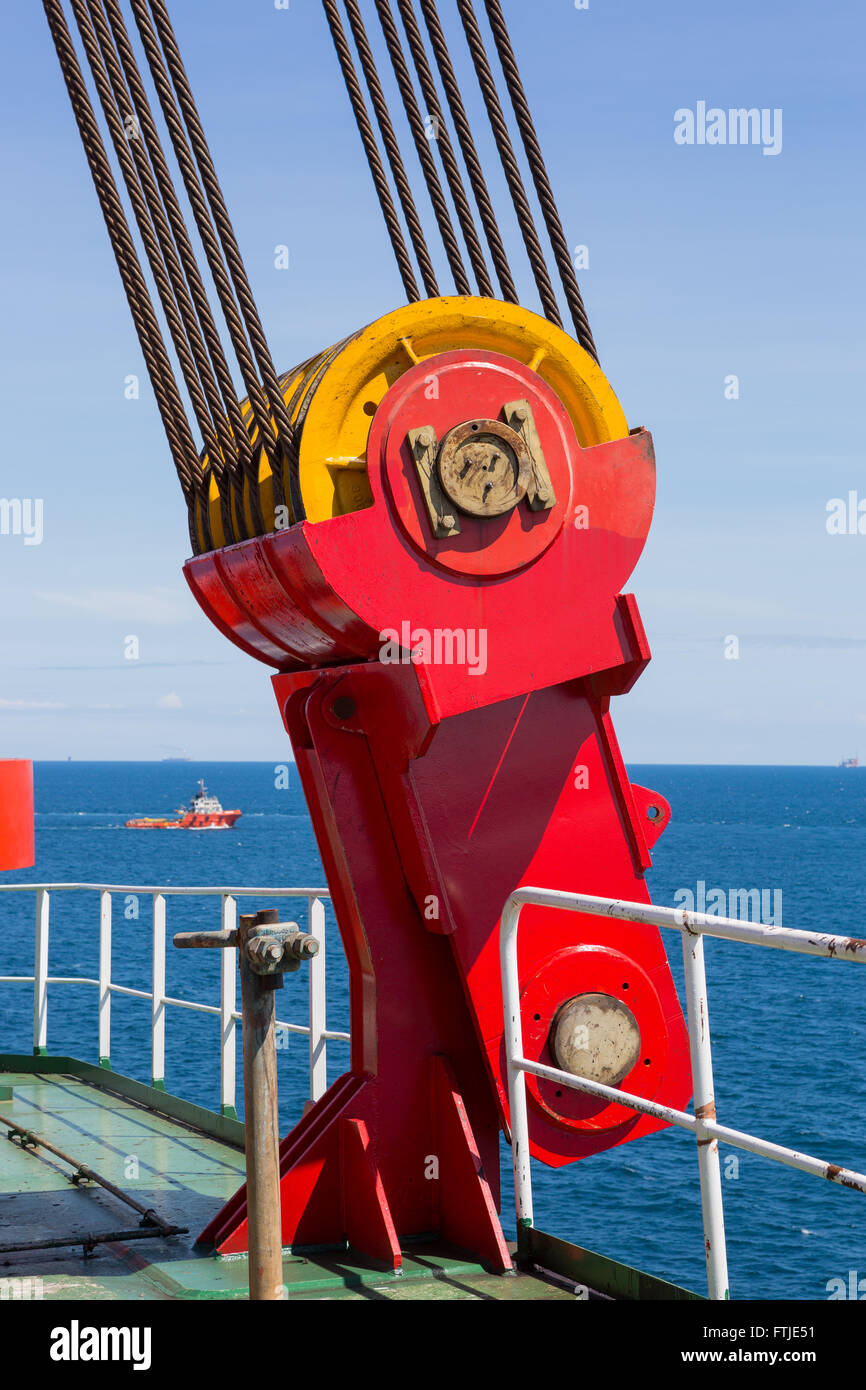 Crane cables on offshore barge Stock Photo Alamy