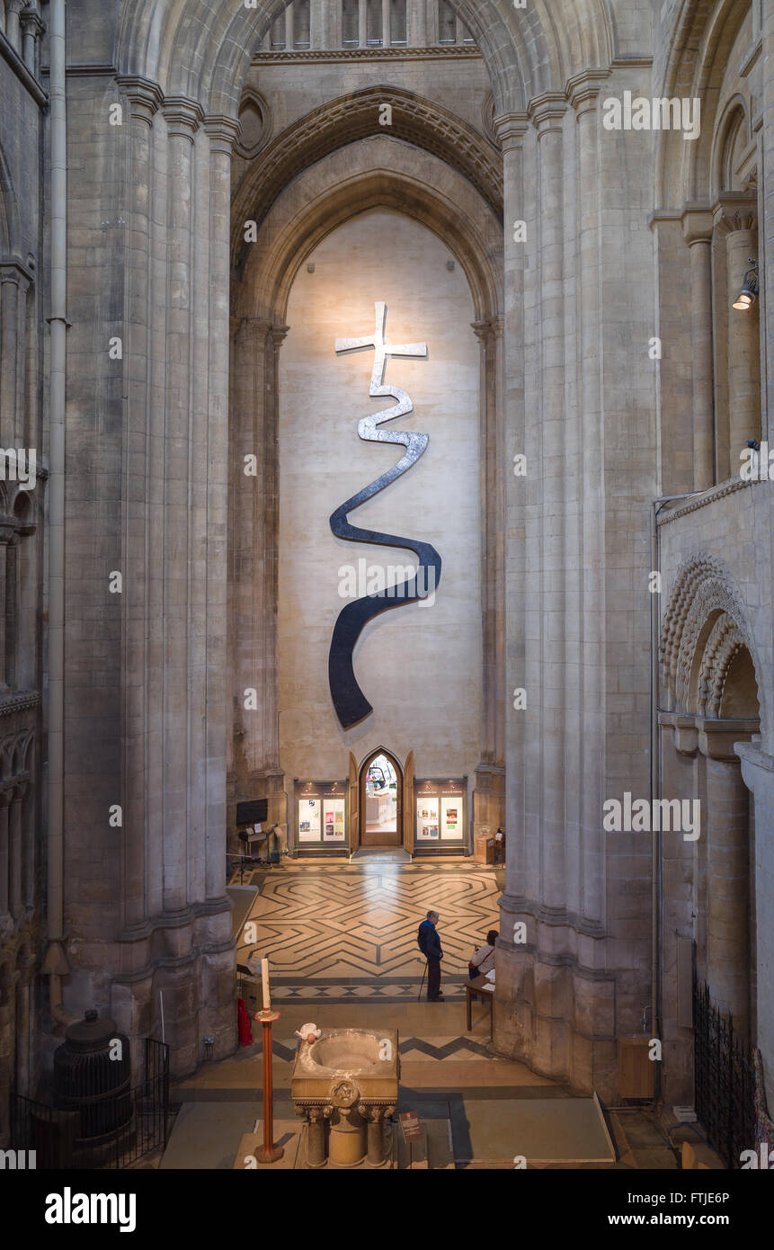 Christian way of life, as depicted on a wall in the entrance lobby at the cathedral (which dates back to 1083) in Ely, England. Stock Photo