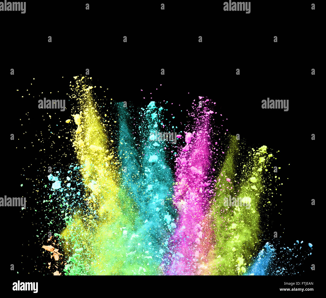 Explosion of colored powder on black background Stock Photo - Alamy