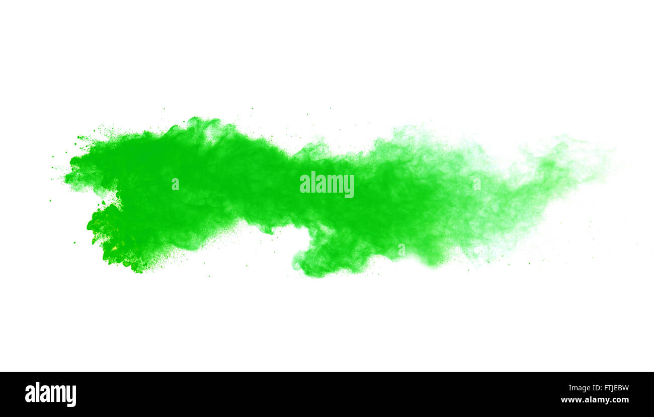Explosion of green powder on white background Stock Photo Alamy
