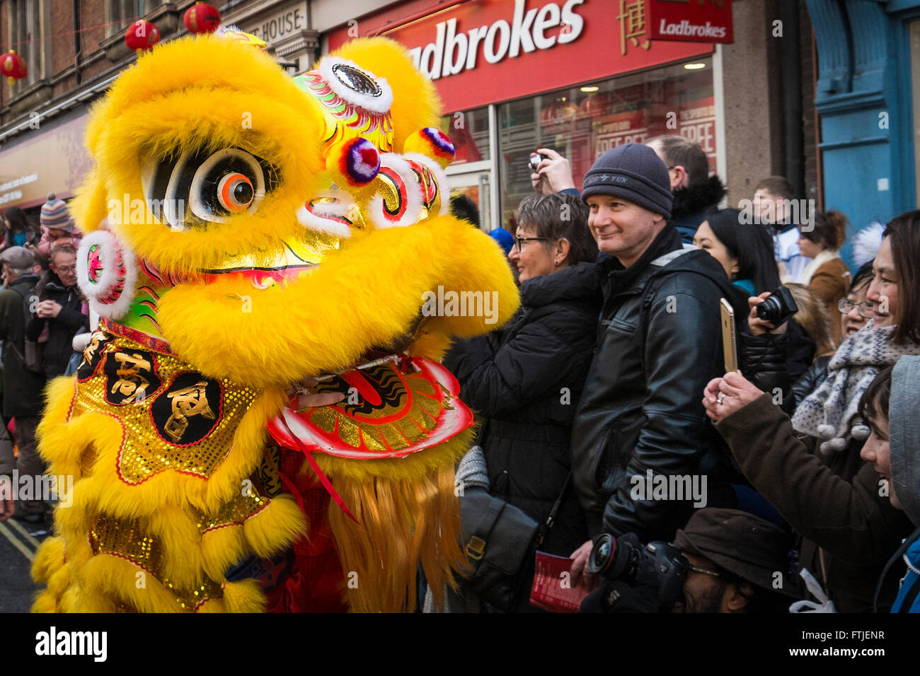 In London thousands of people celebrate the Chinese New Year 2016 - The Year of the Monkey. Stock Photo