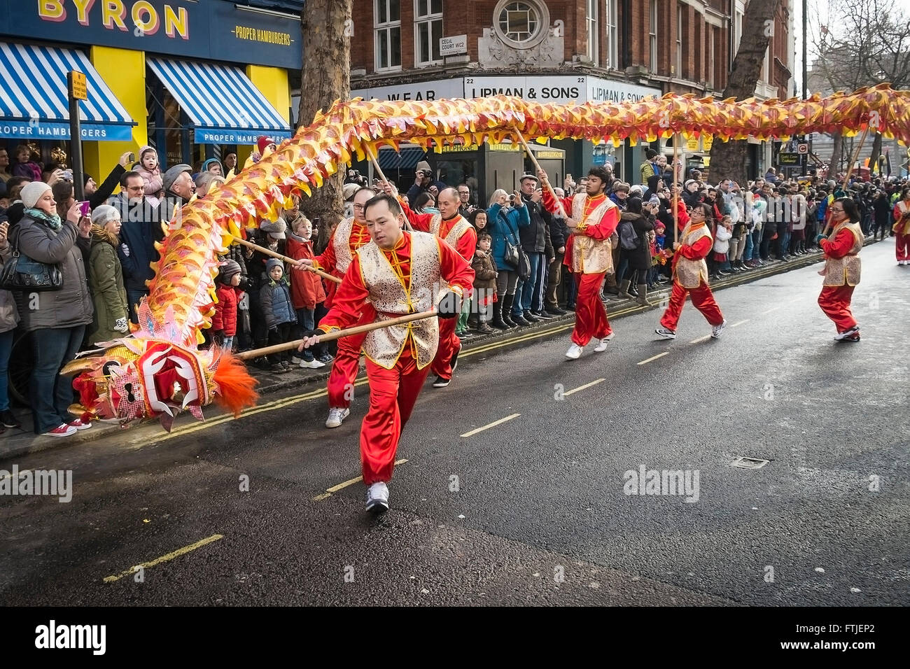 In London thousands of people celebrate the Chinese New Year. Stock Photo