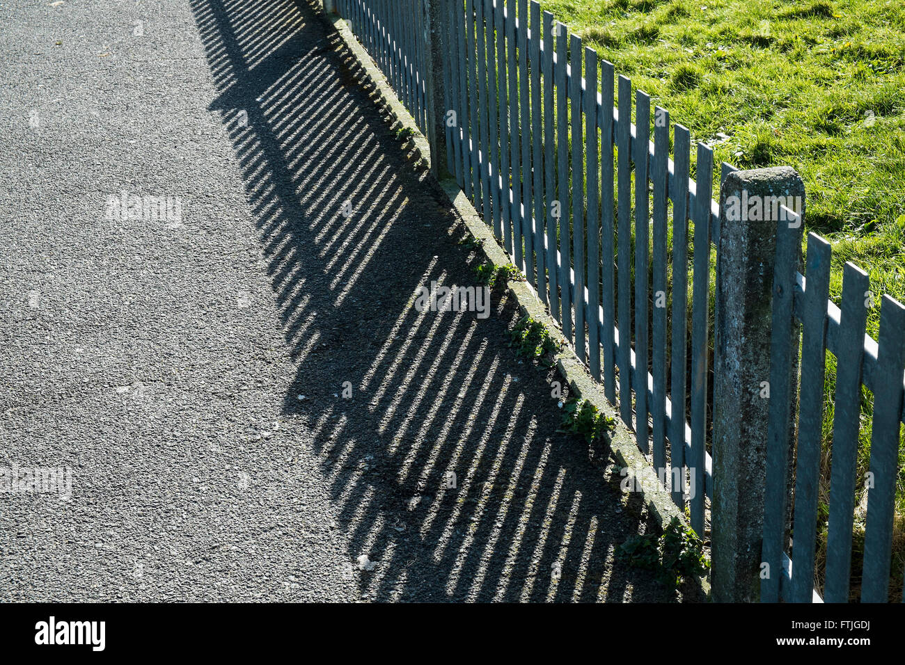 Shadows cast by a wooden fence. Stock Photo