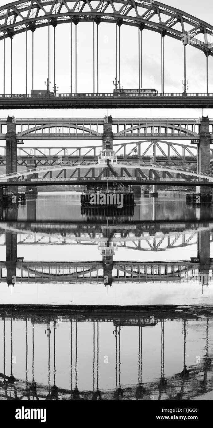Many Bridges on the River Tyne. Stock Photo