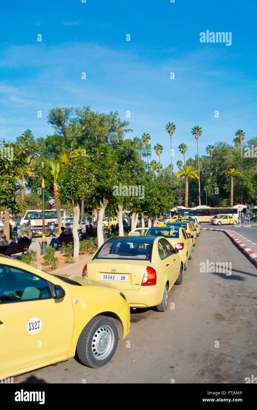 Petit taxis, Place Foucauld, Arset El Bilk, Marrakesh, Morocco, northern Africa Stock Photo