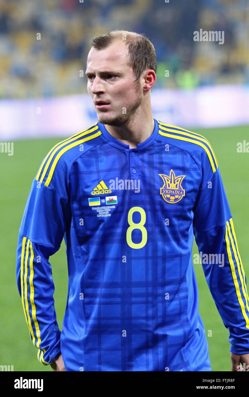 Kyiv, Ukraine. 28th March, 2016. Roman Zozulya of Ukraine looks on during the Friendly match against Wales at NSC Olympic stadium in Kyiv, Ukraine. Ukraine won 1-0. Credit:  Oleksandr Prykhodko/Alamy Live News Stock Photo