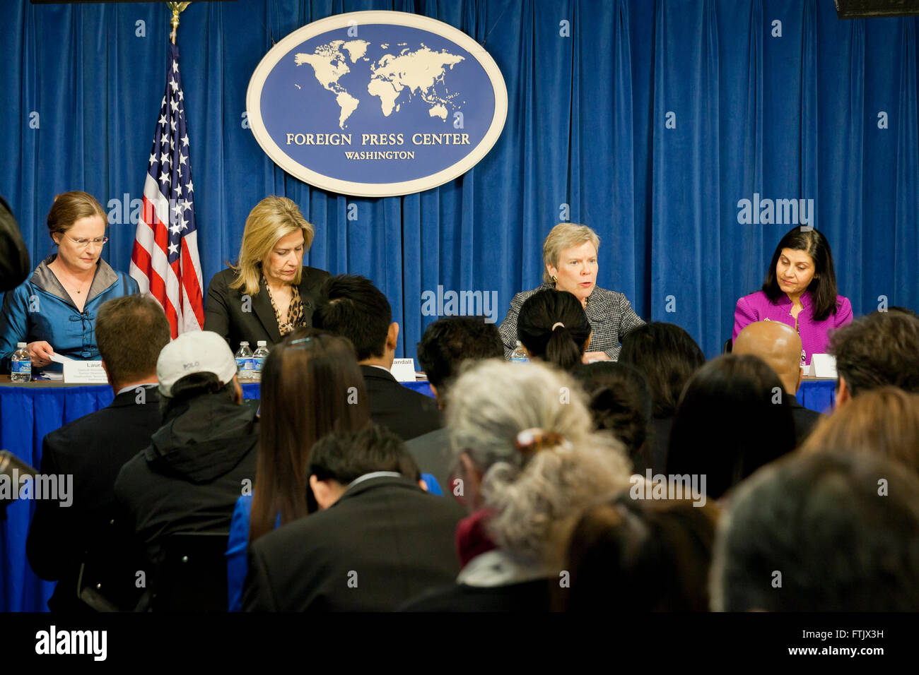 Washington, DC, USA. 29th March, 2016. Multi-department briefing held in preview of the 2016 Nuclear Security Summit, to be held later this week in Washington, DC.  Speakers include Laura Holgate, Special Assistant to the President, Elizabeth Sherwood-Randall, Deputy Secretary, Department of Energy, Rose Gottemeller, Department of State, and Huban Gowadia, Director, Domestic Nuclear Detection office, Department of Homeland Security. Credit:  B Christopher/Alamy Live News Stock Photo