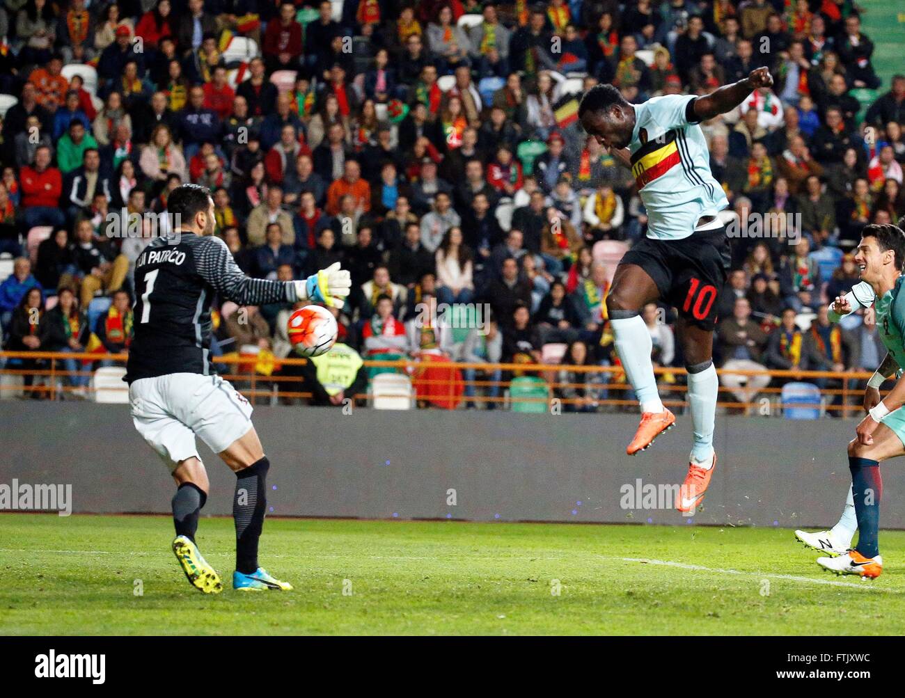 Leiria, Portugal. 29th Mar, 2016. Romelu Lukaku of Belgium scores ...