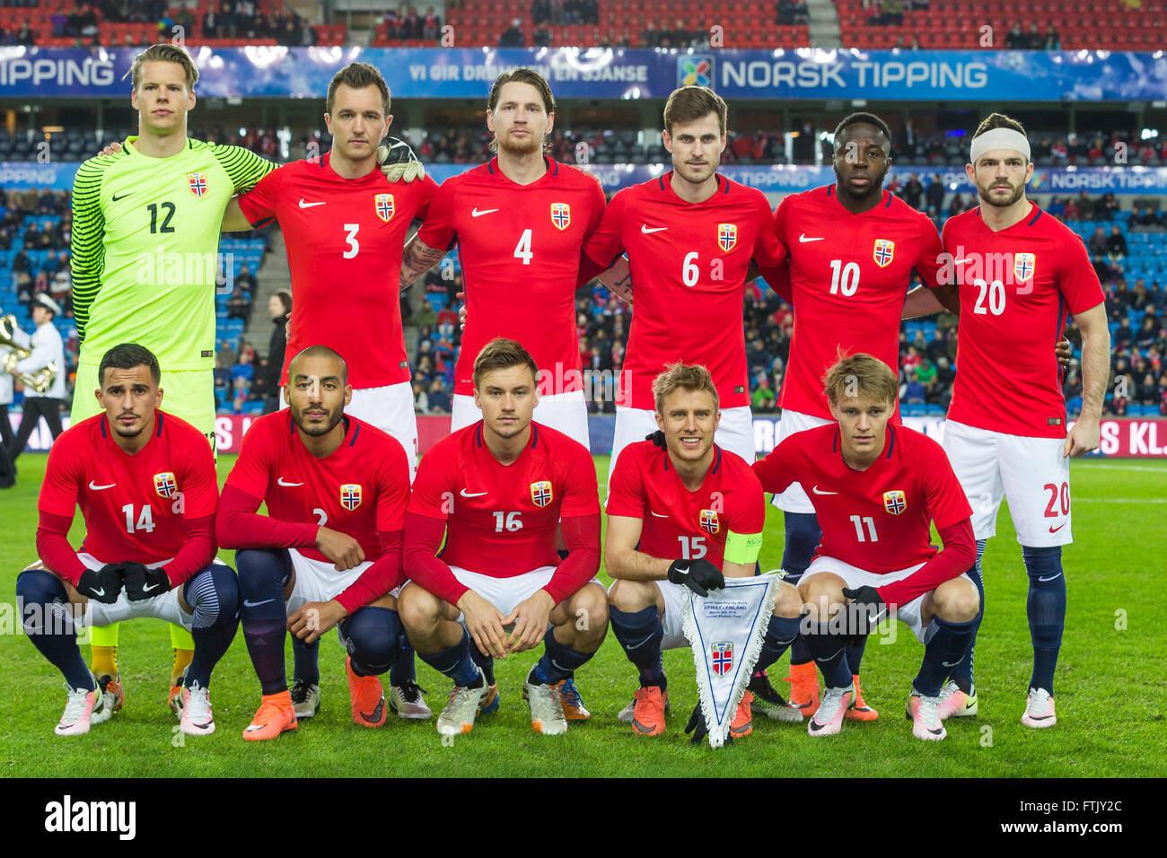 29 03 2016 Ullevaal Stadion Oslo Norway Norway Team Line Up During 29 03 2016 Ullevaal Stadion Oslo Norway Norway Team Line Up During