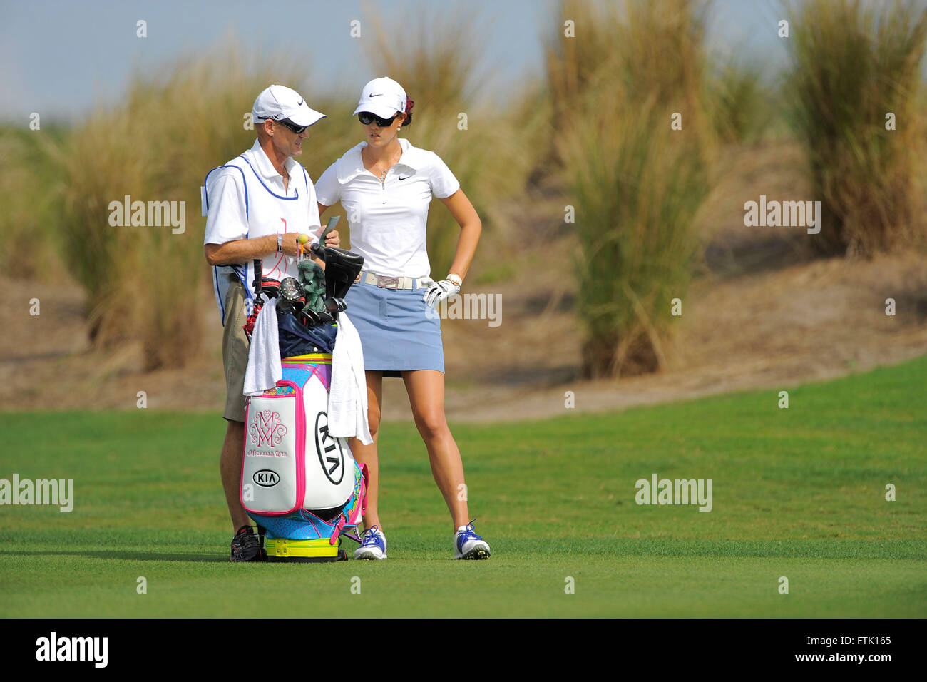 Orlando, Fla, USA. 17th Nov, 2011. Michelle Wie and her caddie during the first round of the CME Group Titleholders at Grand Cypress Resort on Nov. 17, 2011 in Orlando, Fla. ZUMA PRESS/Scott A. Miller © Scott A. Miller/ZUMA Wire/Alamy Live News Stock Photo