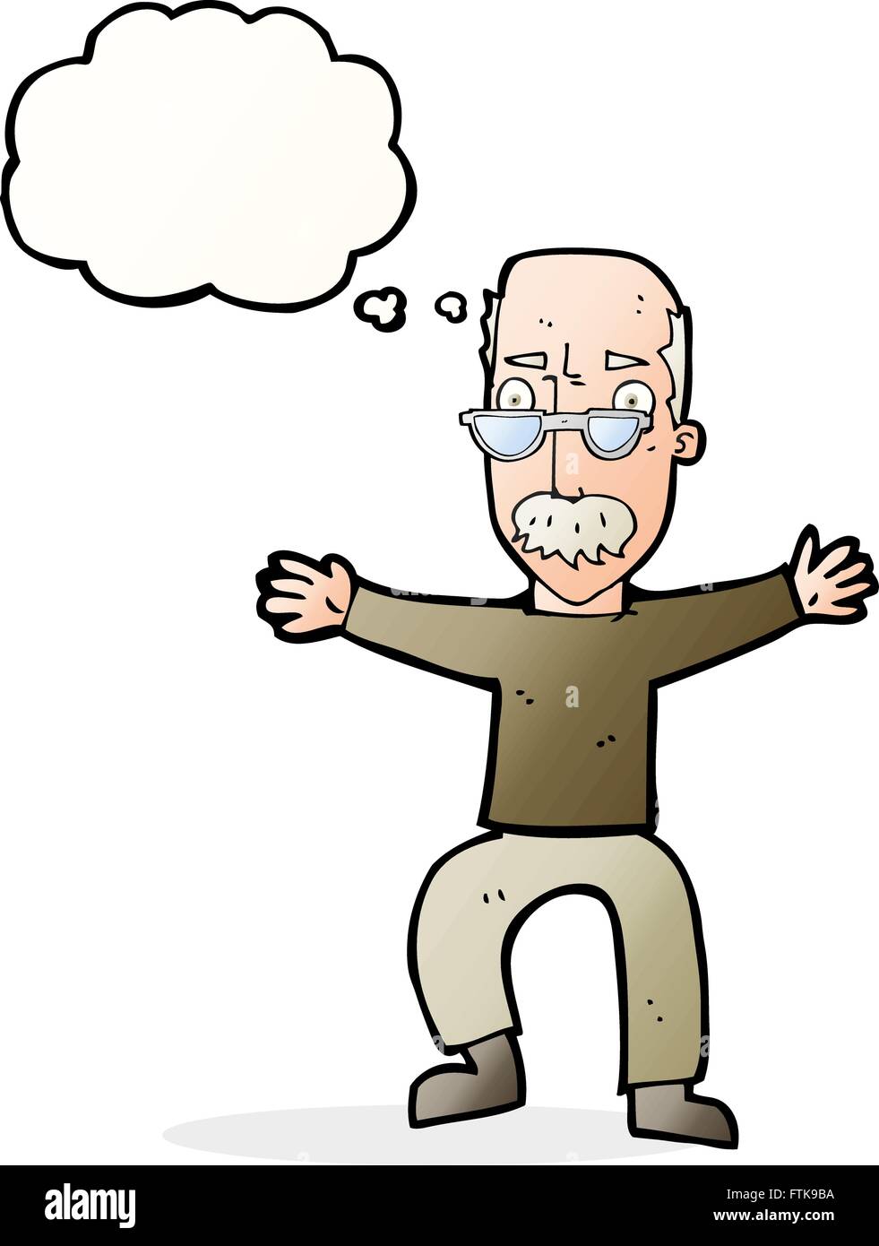 cartoon old man waving arms with thought bubble Stock Vector Image ...