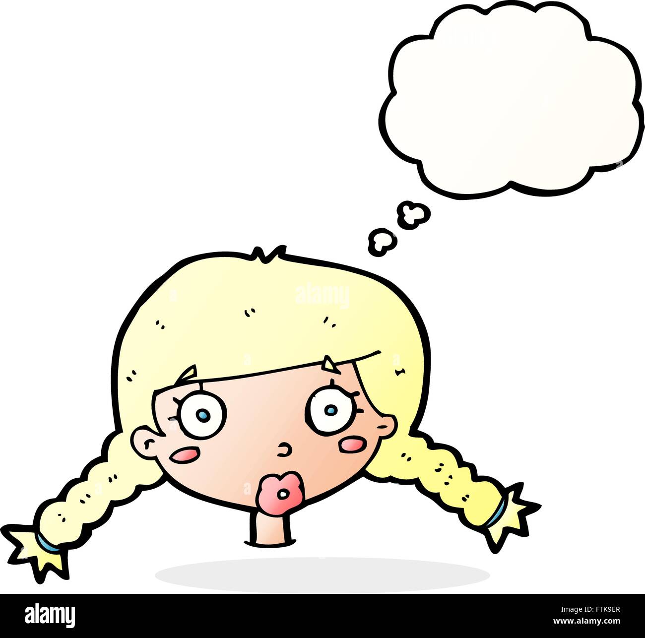 cartoon confused female face with thought bubble Stock Vector