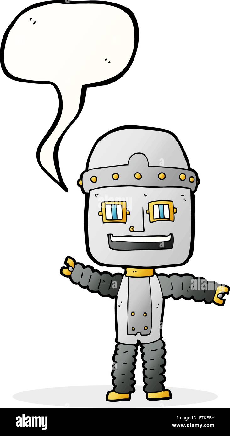 cartoon waving robot with speech bubble Stock Vector Image & Art - Alamy