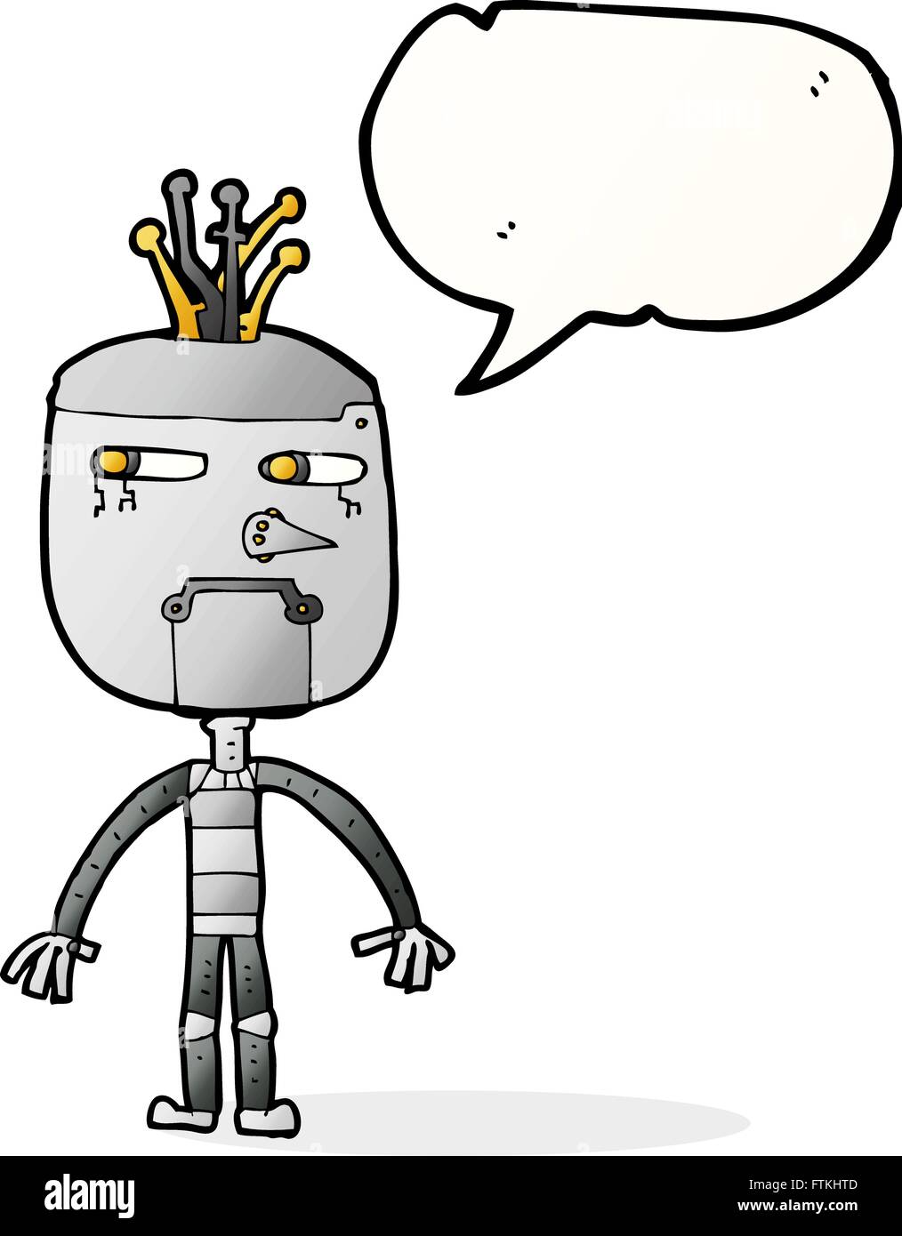 funny cartoon robot with speech bubble Stock Vector Image & Art - Alamy