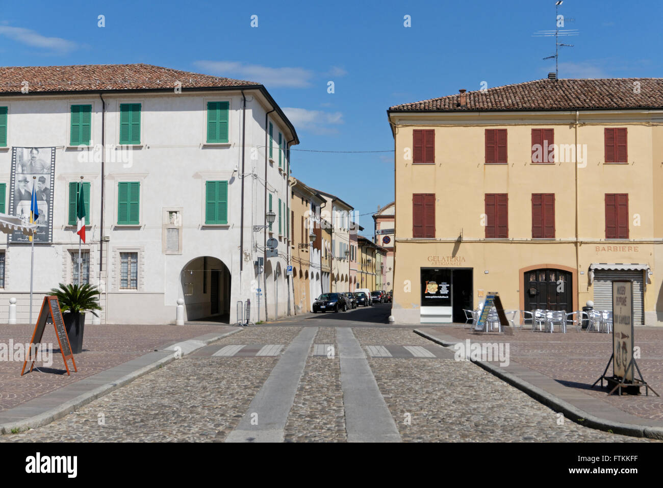 Piazza Matteotti, Brescello, Reggio Emilia province, Emilia Romagna, Italy Stock Photo