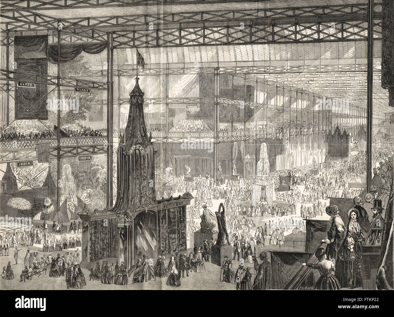 View of the Great Eastern Avenue from the South Transept Gallery Great Exhibition of 1851 Stock Photo