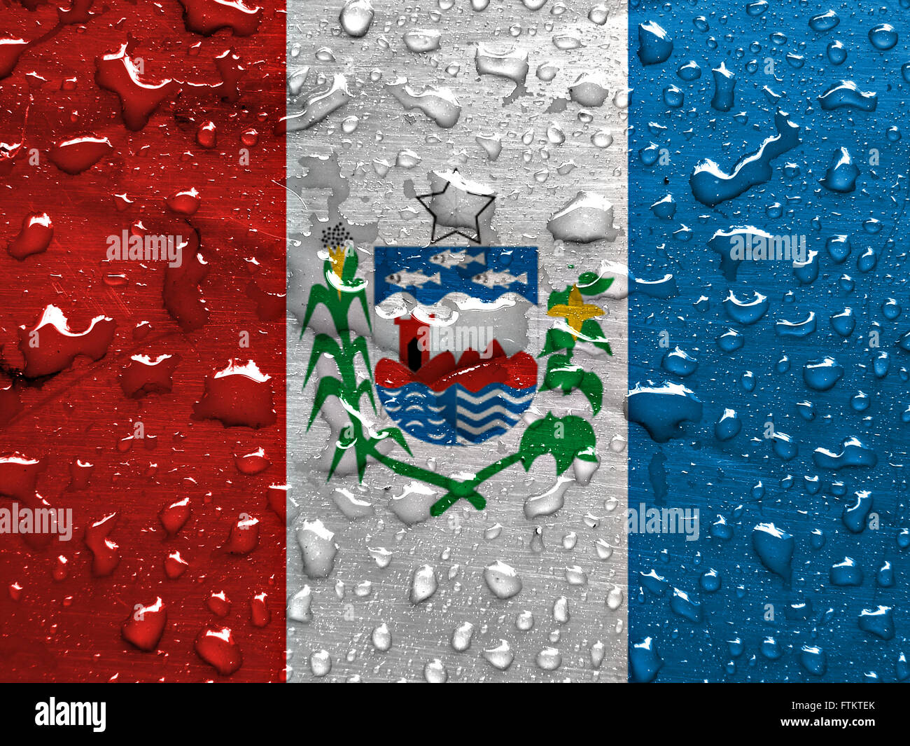 State of Alagoas flag with rain drops Stock Photo