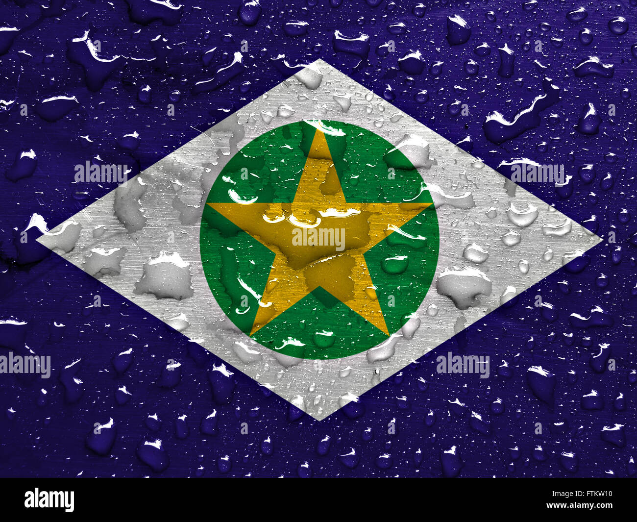 State of Mato Grosso flag with rain drops Stock Photo
