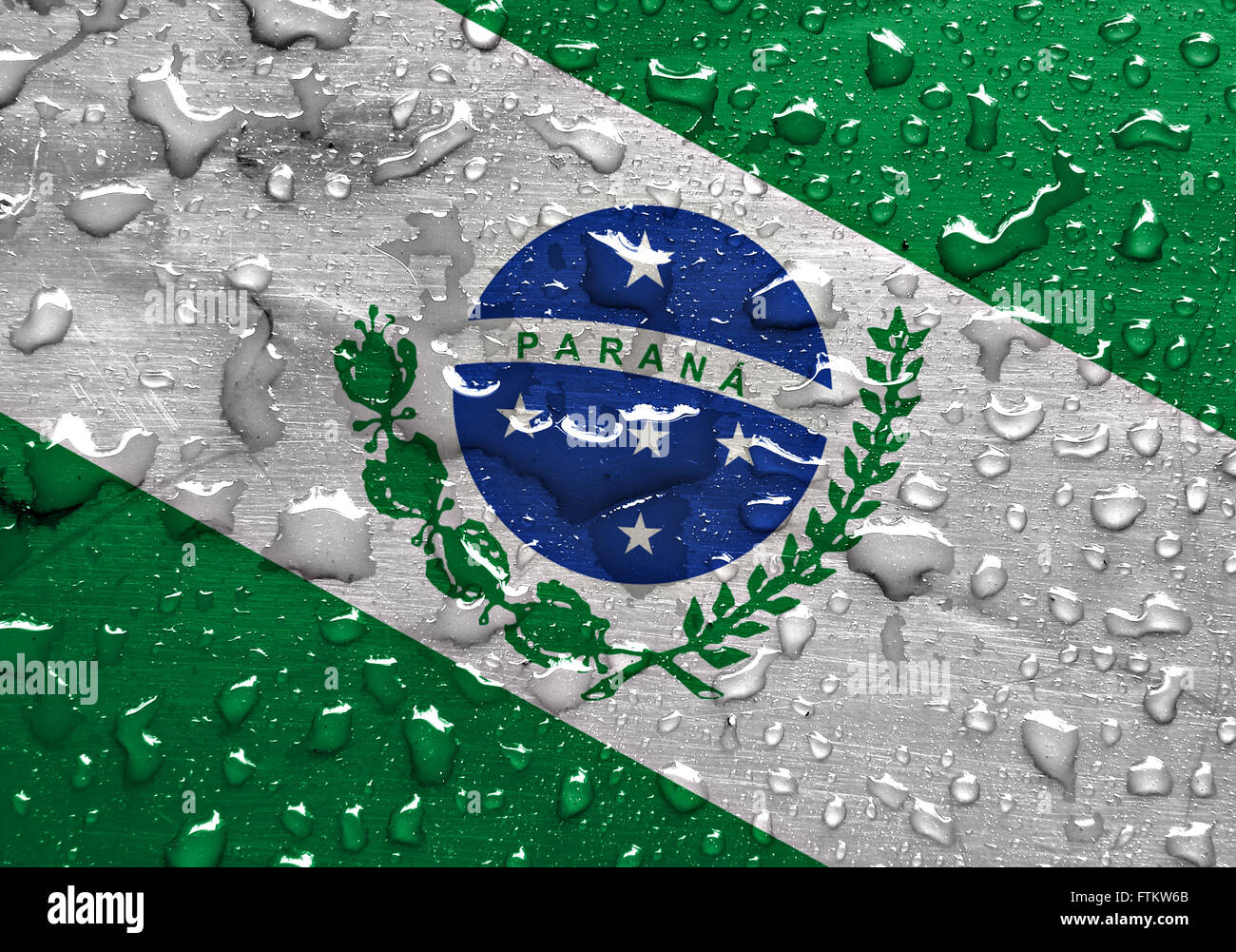 State of Parana flag with rain drops Stock Photo