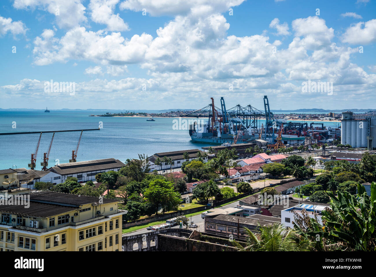 View of the port and the commercial centre, Salvador, Bahia, Brazil Stock Photo