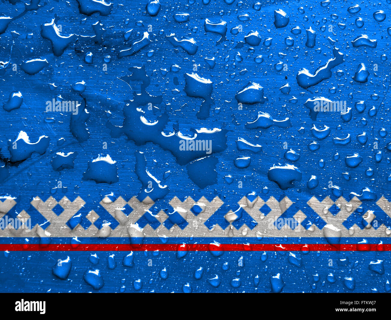 flag of Yamalo Nenets Autonomous Okrug with rain drops Stock Photo