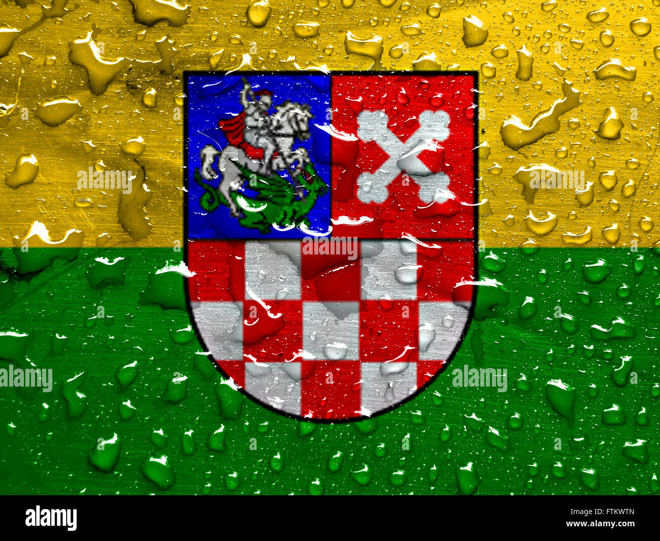 flag of Bjelovar-Bilogora County with rain drops Stock Photo
