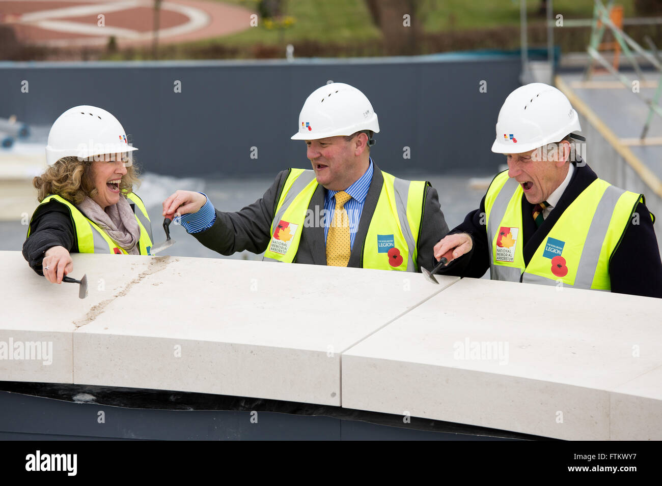 Topping out ceremony for the new visitor centre at the National Memorial Aboretum. Stock Photo