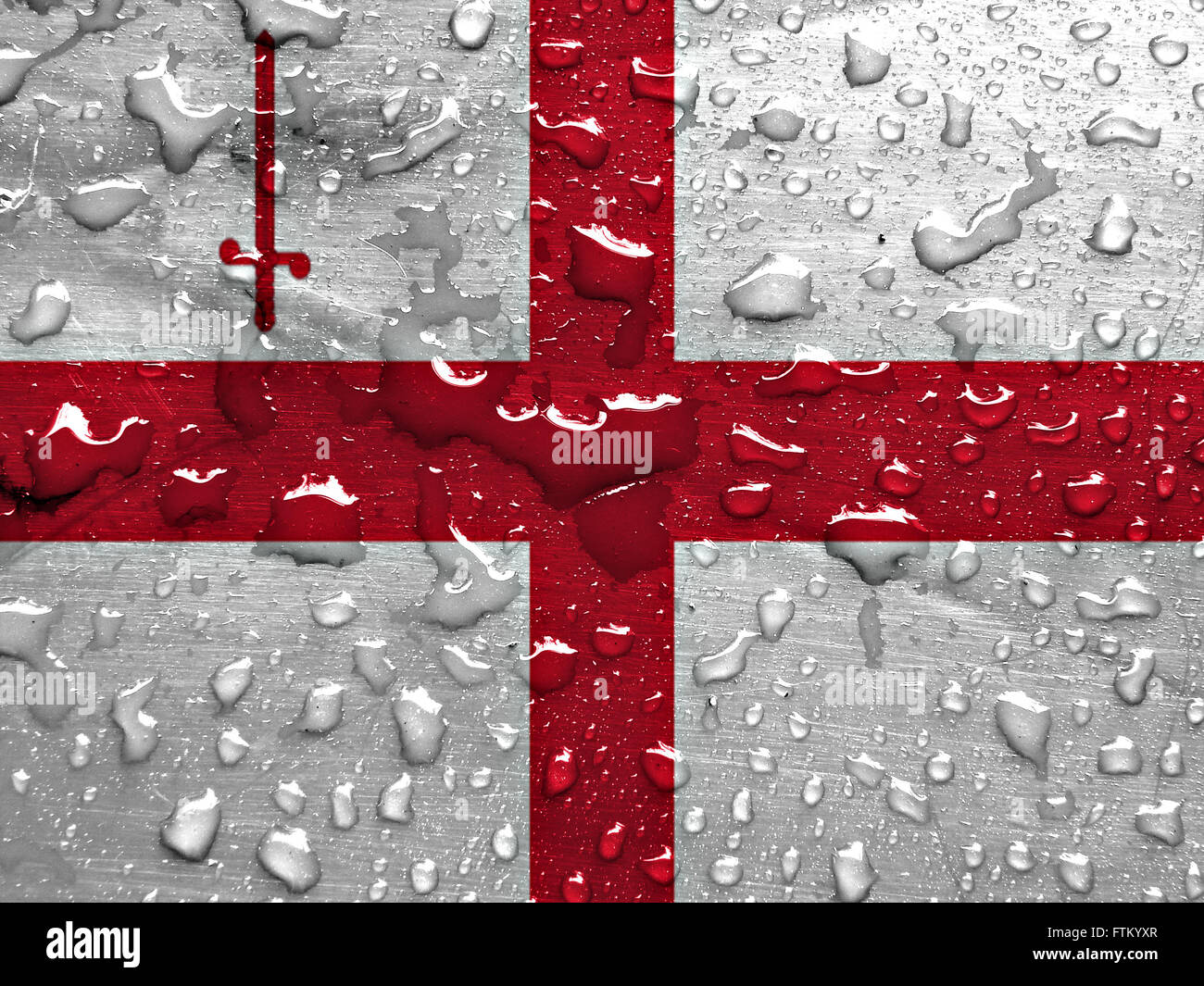 flag of London with rain drops Stock Photo