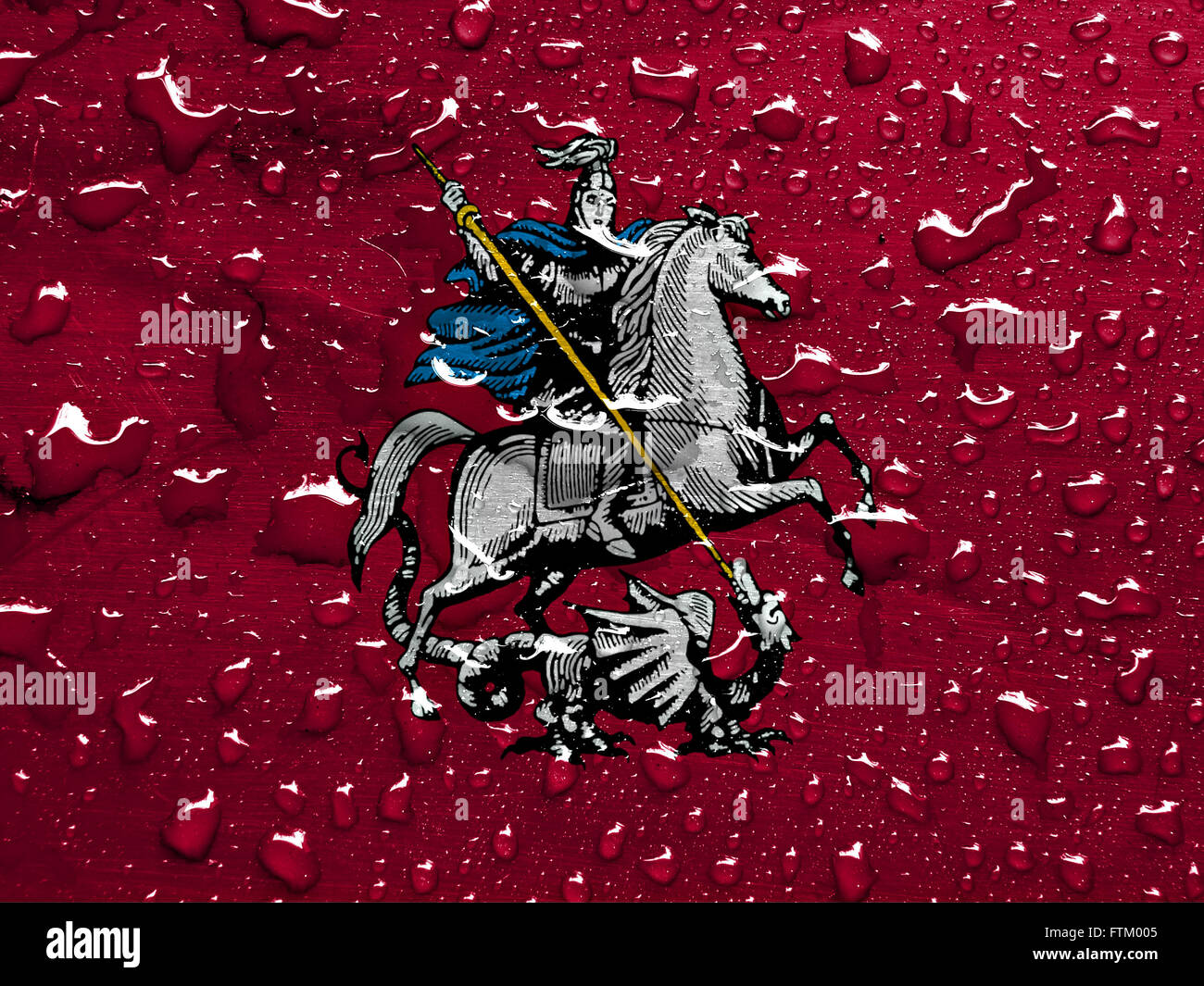 flag of Moscow with rain drops Stock Photo