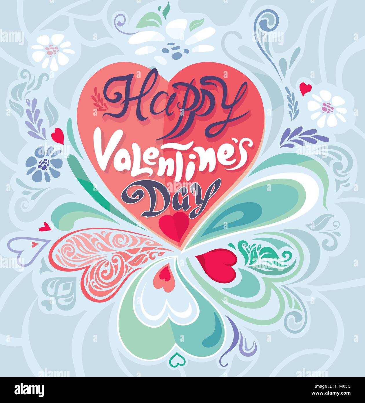 Retro Vintage calligraphic vector decorative Valentine's Day card Stock ...