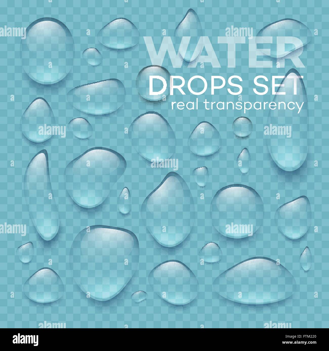 Realistic transparent water drops set . Vector illustration Stock ...