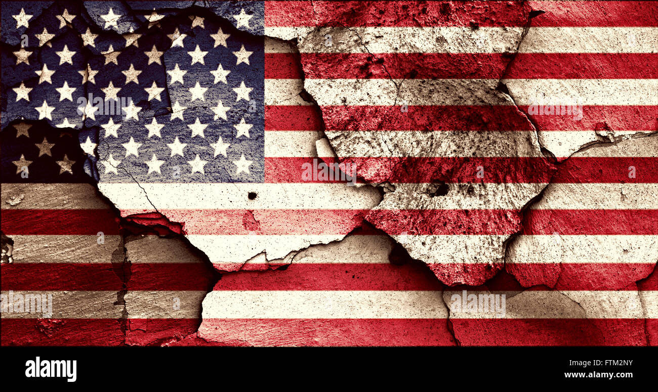 flag of USA painted on cracked wall Stock Photo - Alamy