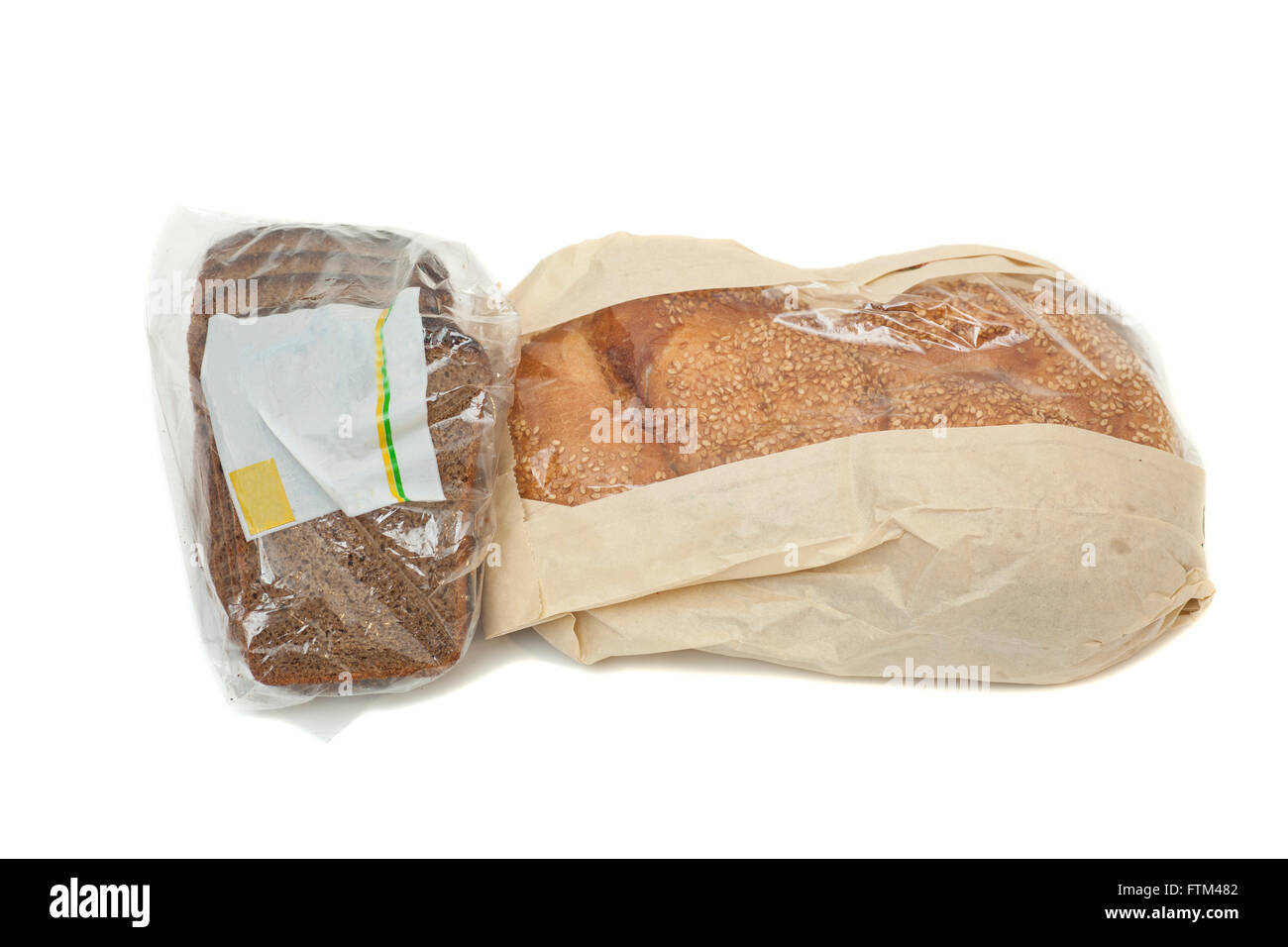 Breads in plastic bag isolated on white background Stock Photo Alamy