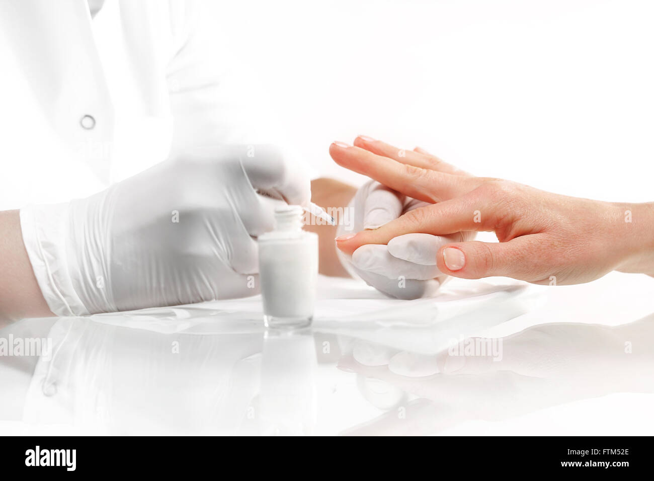 Beauty salon, manicure. Manicure, beauty salon. Nail painting. Hands woman during a manicure
